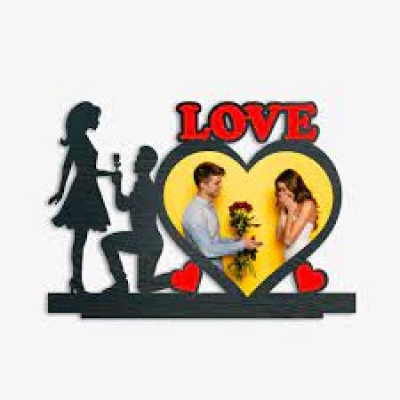 Love  shaped couple personalised table top photo frame